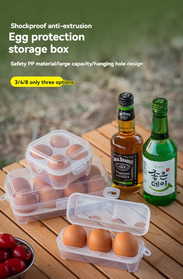 Egg Storage Box With Lid Kitchen Refrigerator Egg Box Egg Drop Rack Egg Storage Box Fridge Egg Organizer 3/4/8 Grid Egg Tray