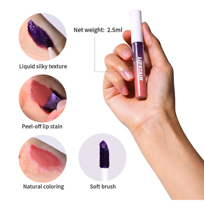 Lip Stain Peel Off and Reveal Long Lasting Waterproof Pink Lip Tint Transfer Proof Natural Lip Stain