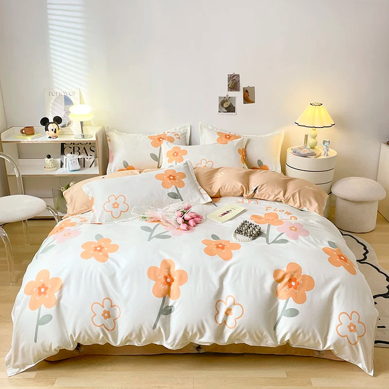 Bedding Set for Girl Boy Bedroom KIDS Modern Comforter Duvet Cover Flat Sheet Pillowcase  Home Textile Soft Bed Linen