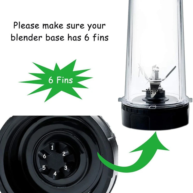 16 OZ Cup with Two Lids,6 Fins Blade for Ninja,Blender Replacement Parts Accessories for Ninja BL660 BL770 BL740 Blender