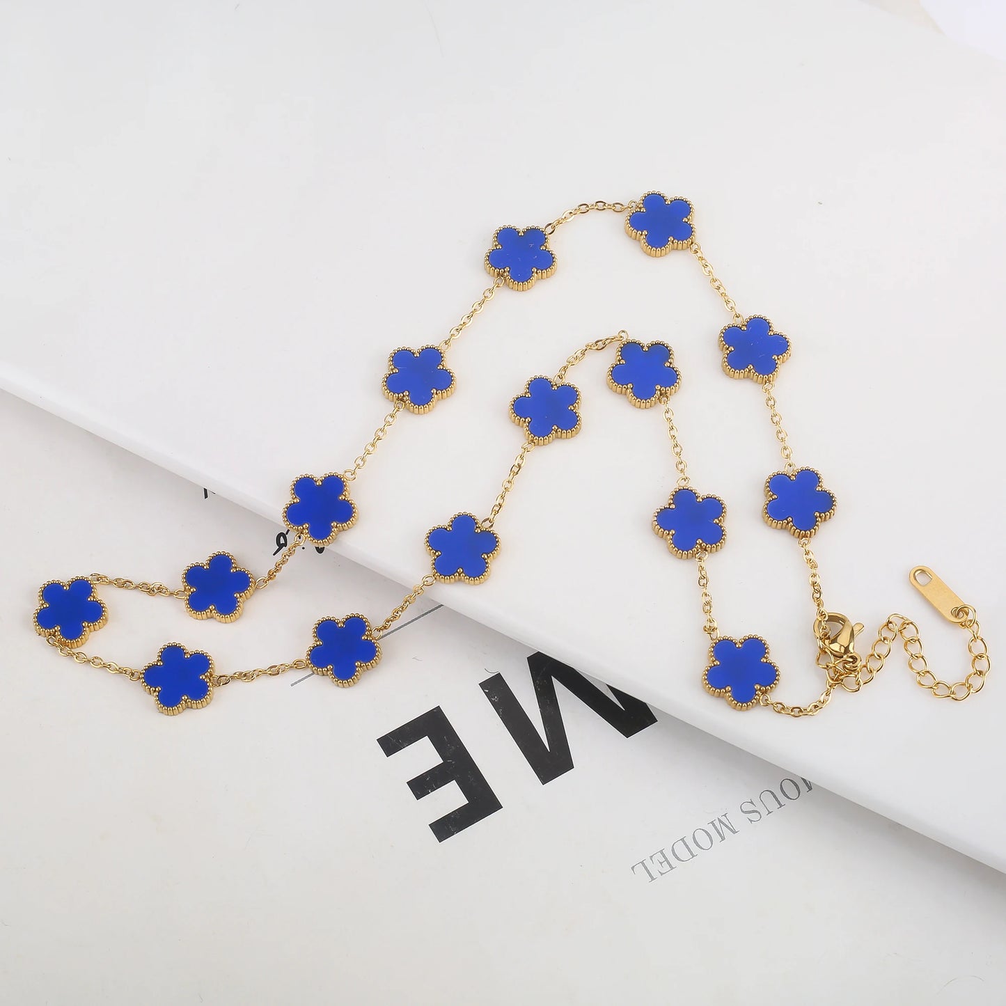 High Quality Hot Selling Plum Blossom Plant Five Leaf Flower Sweater Chain Bracelet Necklace Jewelry Set Stainless Steel Women's