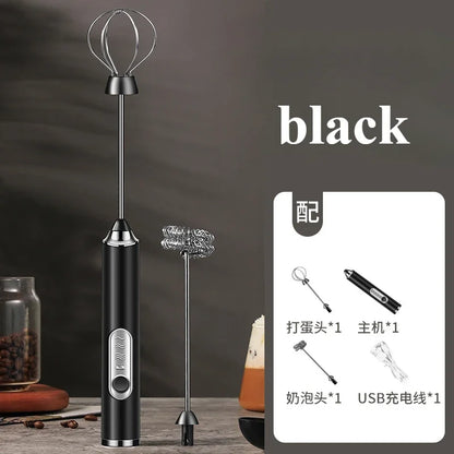 1pcs Coffee Milk Frother Blender 3 Speeds Adjustable Handheld Milk Frother Stainless Steel Electric Milk Frother USB Recharge