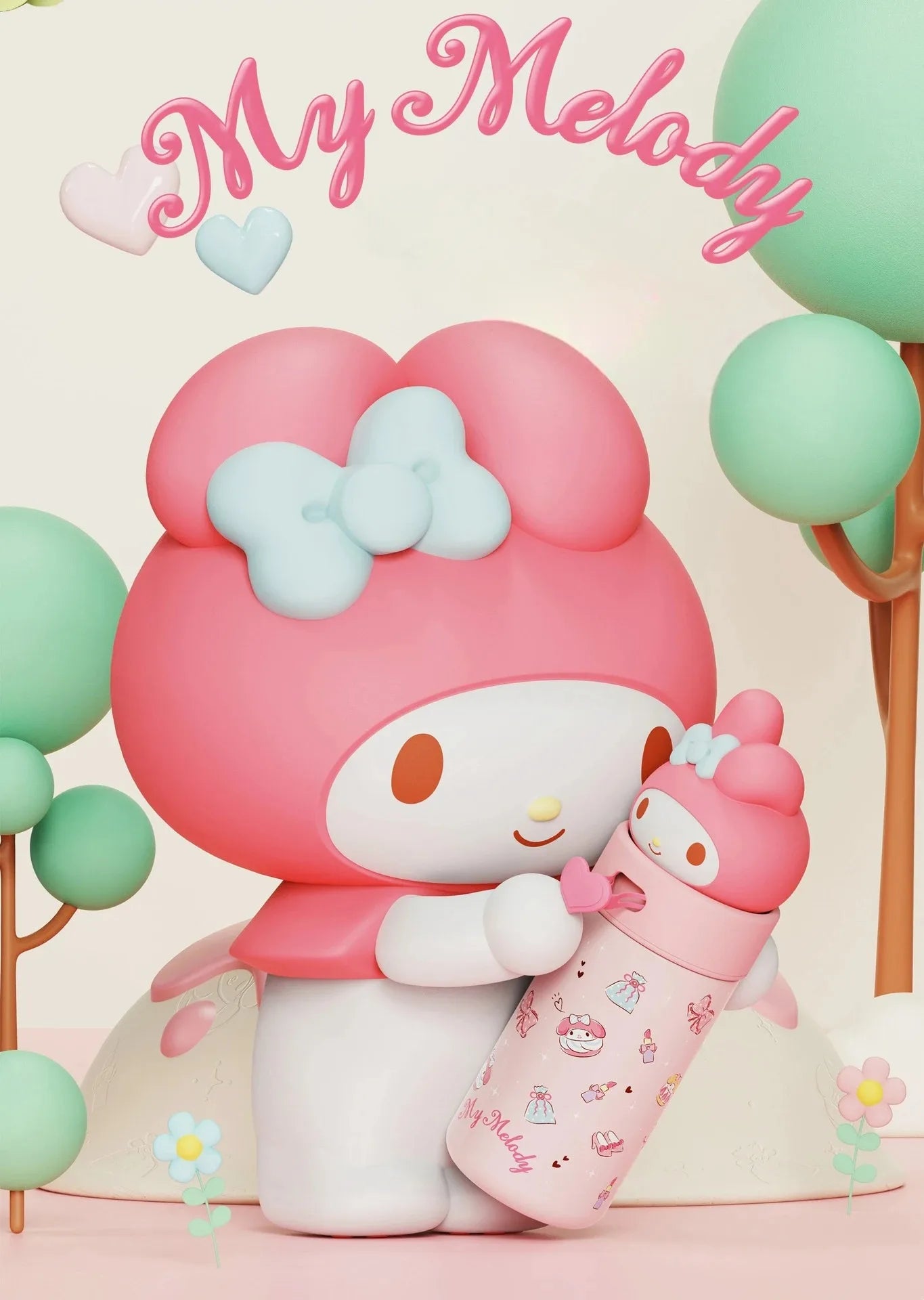 Sanrio Hello Kitty 350ml Stainless Steel Thermos Kawaii Kuromi Cinnamoroll Melody Kids Vacuum Flask Water Bottle Tumbler