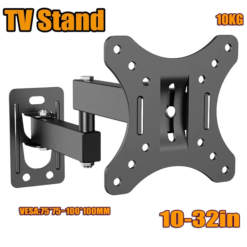 CABE-Full Motion Corner TV Holder Support Wall Mount Bracket Swivel Tilts Adjustable Stand For 10-32 In TV Monitor
