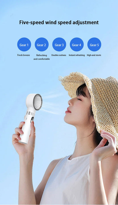 2025 New Portable Hand Fan  100 Wind Speeds Mini Bladeless Handheld Fan USB Rechargeable Personal Fans Electric Eyelash Fan