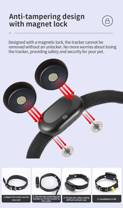 2G/ 4G GSM GPS Pet Tracker Voice Monitor, Pet Dog Gps Anti Loss Mini Tracker IP67 Waterproof Built-in 1300 MAh Battery Locator