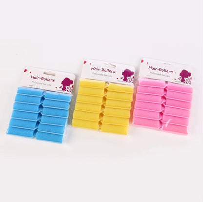12PCS /Set Pink Soft Sponge Foam Cushion Hair Rollers Curlers Barber DIY Curls Hairdressing Tool DIY Home heatless wave formers