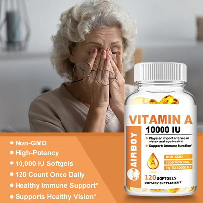 Vitamin A Capsules 3000mcg - Supports Healthy Vision & Immune System - Non GMO