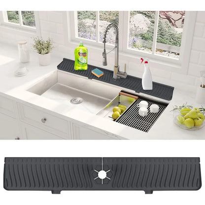 24/29.5inch Kitchen Sink Splash Guard,Silicone Draining Mat for Sink,Sink Protectors for Kitchen Sink Mat, Splash Guard Kitchen