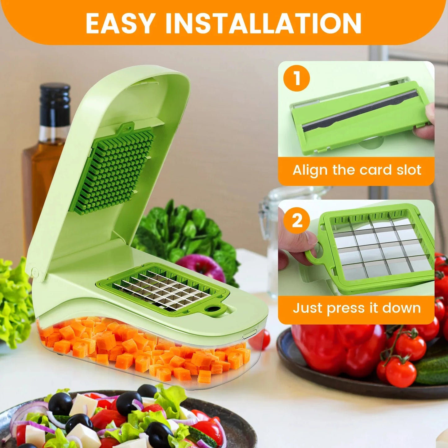 7/17 in 1 Multifunctional Vegetable Chopper - Food Grate Vegetable Slicer Food Dicer Cut Kitchen Items for Cooking & Meal Prep