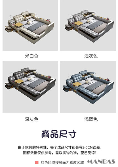 Modern Multi-Functional Tech Smart Bed with Storage, Speakers, USB, Bookshelves, and Tatami – Luxury King/Queen Ultimate Bed