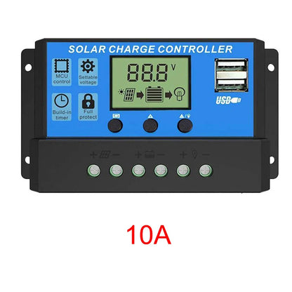10/20/30/40/50/60/100A Solar Charge and Discharge Controller LCD Display Dual USB Auto Solar Cell Panel Charger Regulator