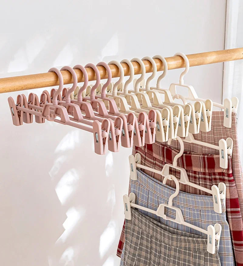 3/6Pcs Pants Skirts Non-slip Clips Hanger Wardrobe Attachable Clothes Organizer Household Space-saving Trousers Drying Racks