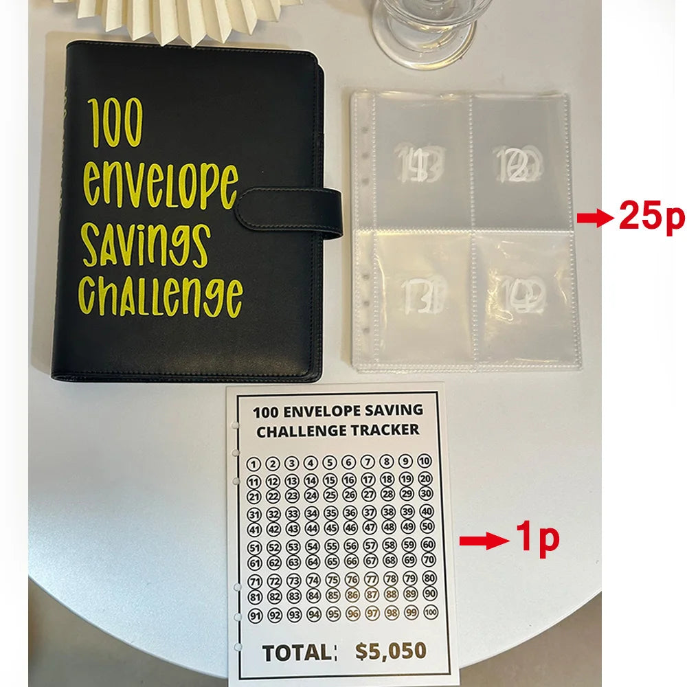100 Envelope Cash Savings Challenge Saving Challenge Envelop Book Budget Envelope Financial Assistant A5 Size Cash Binder