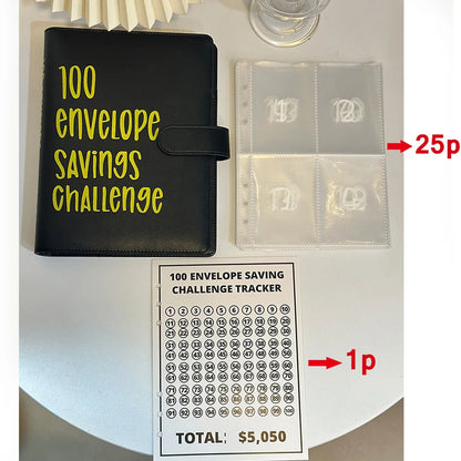 100 Envelope Cash Savings Challenge Saving Challenge Envelop Book Budget Envelope Financial Assistant A5 Size Cash Binder
