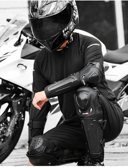 WOSAWE Motorcycle Knee Pads Protective Gear Equipment Motocross Protection Riding Elbow Guard Knee Pad Protector Kit
