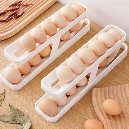Refrigerator Side Door Egg Organizer, Rolling Egg Tray for Fridge, Keep Eggs Fresh, Space - Saving Egg Storage Solution