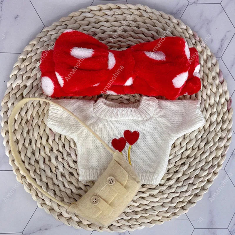 1set Clothes Suit Exquisite Soft Knitted Sweater DIY Accessories For 30cm Kawaii Yellow Duck Lalafanfan Plush Toys Stuffed Dolls