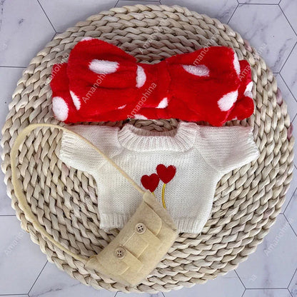 1set Clothes Suit Exquisite Soft Knitted Sweater DIY Accessories For 30cm Kawaii Yellow Duck Lalafanfan Plush Toys Stuffed Dolls