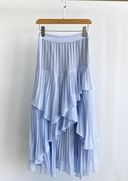 Irregular Ruffles Ropa Pleated Cake Womens Skirt High Waist Faldas Mujer Japan Style Eleganr Skirts Spring Summer 2025 Saia