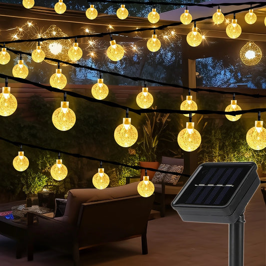 Solar Light String 200LED/100LED/20LED Solar Crystal Light String for Garden, Courtyard, Christmas Festival and Party Decoration