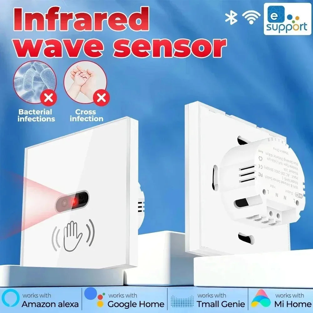WiFi Infrared Sensor Wall Smart Switch Non-Contact Power Turn On The Light Power On Off Lamp With eWelik Salute Alexa Alice