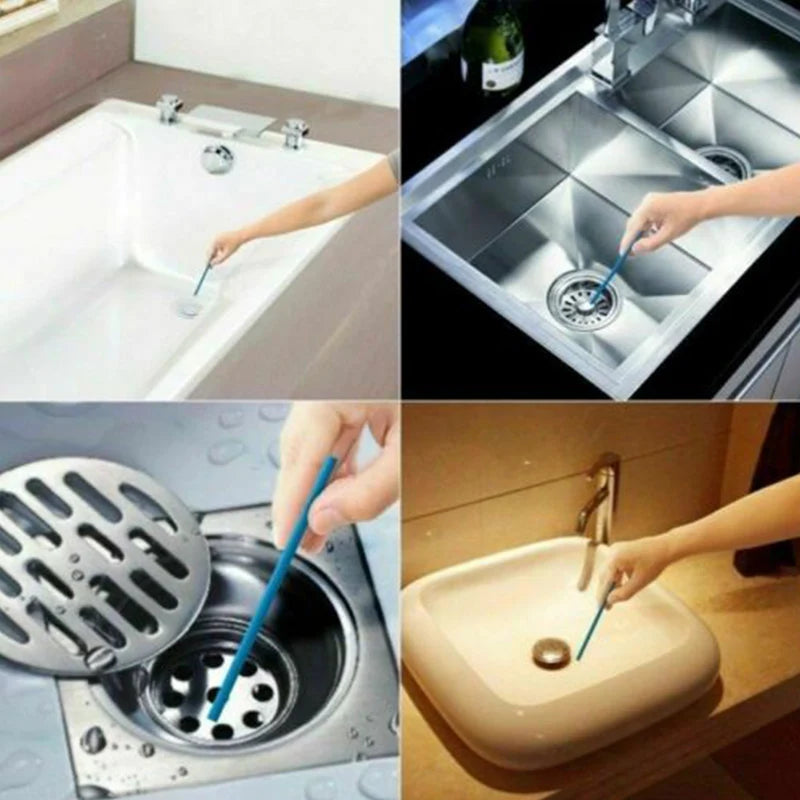 12Pc 10cm Solid Sani Sticks Oil Decontamination Kitchen Toilet Bathtub Drain Cleaner Sewer Pipe Eliminate Odor Clog Cleaning Rod