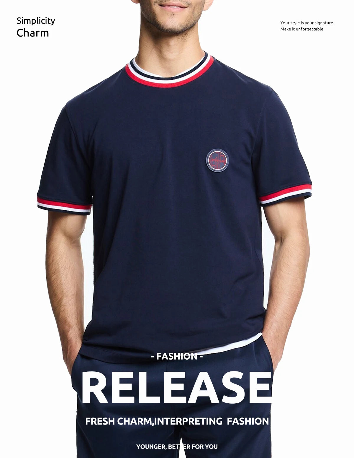 Mens T Shirts Cotton Mens Casual Short Sleeve Solid Stripe O Neck Soft T-Shirts Basic 2025 Men's Loose Fit Tee Shirt Tops