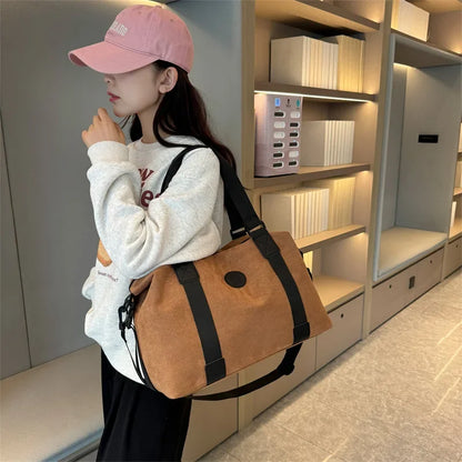 Men's Large Capacity Fashionable Short Distance Travel Totes New Suede Travel Handbag Women's Portable Sports and Fitness Bag
