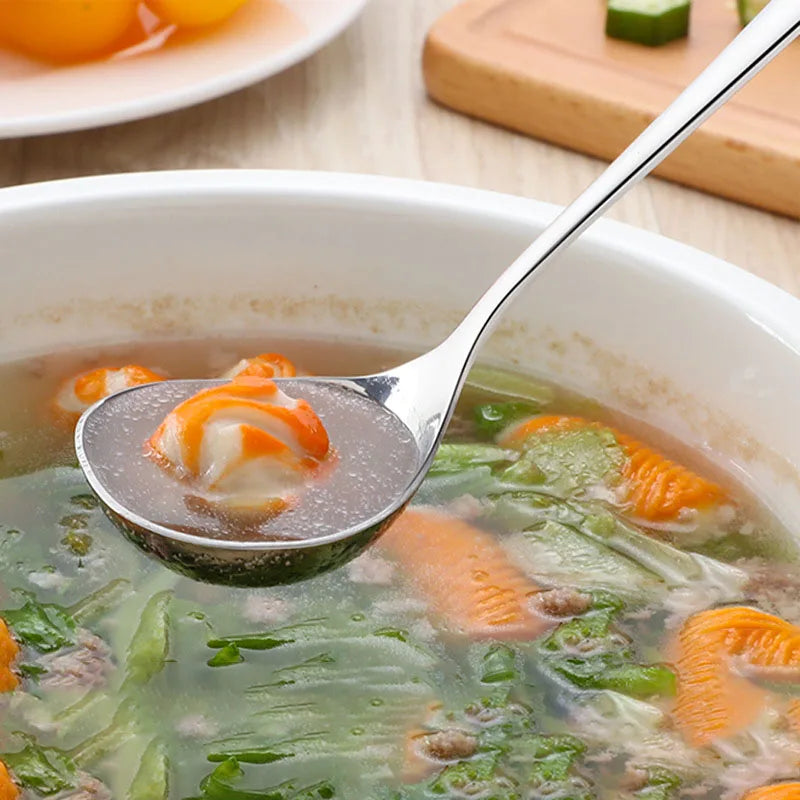 Korean Stainless Steel Thickening Spoon Creative Long Handle Hotel Hot Pot Spoon  Soup Ladle Home Kitchen Essential Tools h2