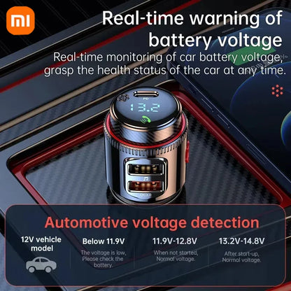 Xiaomi 2025 New PD30W+QC Bluetooth 5.4 Car MP3 Player FM Transmitter Wireless Handsfree U Disk Play USB Car Fast Charge Adapter