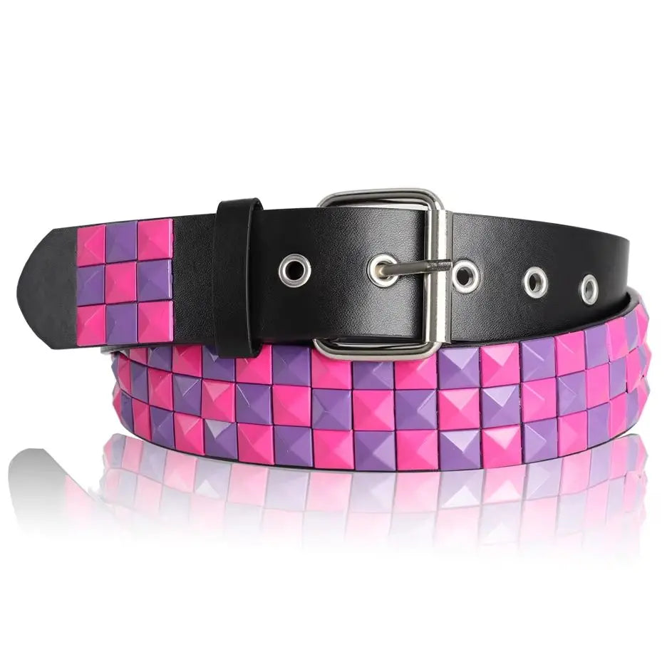 Polychrome Rivet Belt Heavy Metal Belt Men Women Punk Hiphop Rock Style Belt Jeans Belt Y2K Belt Fashion Decoration Women's Belt