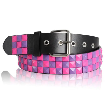 Polychrome Rivet Belt Heavy Metal Belt Men Women Punk Hiphop Rock Style Belt Jeans Belt Y2K Belt Fashion Decoration Women's Belt