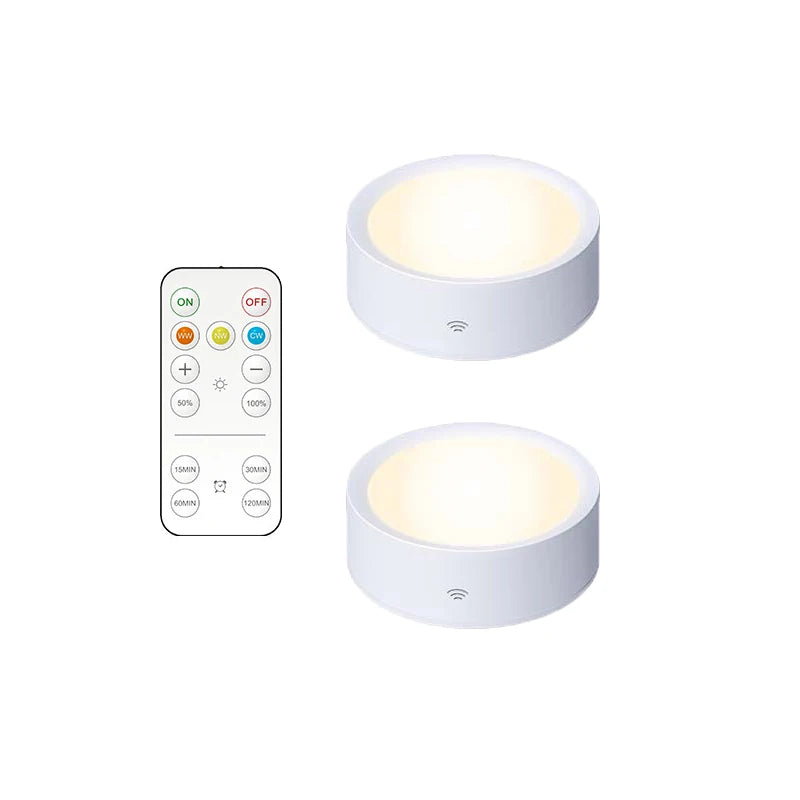 Smart Remote Control Cabinet Light Battery Powered Night Light Dimmable Warm/White Light Kitchen Light Closet Aisle Stairs Light