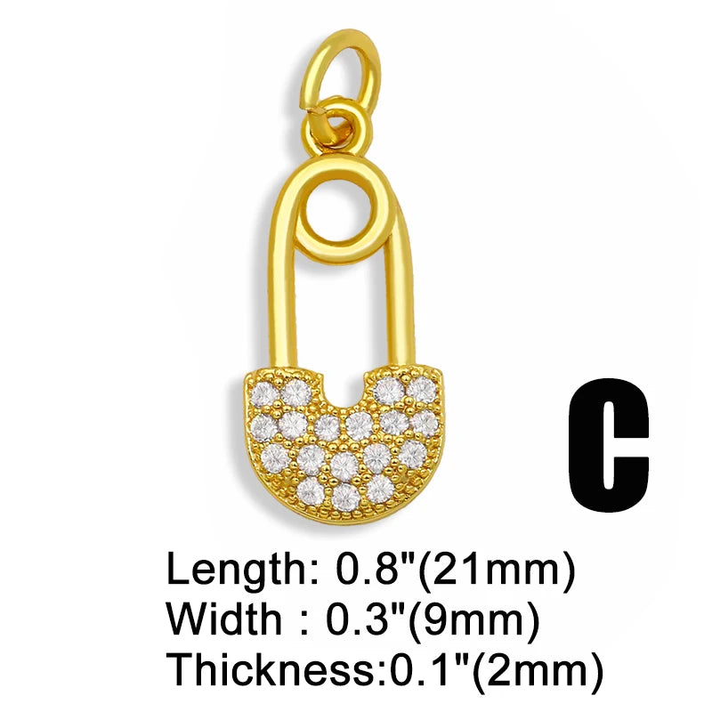 Clearance DIY Cubic Zirconia Small Lock Star Pandent Supplies For Handmade Heart Pendant Jewelry Making Accessories pdta144