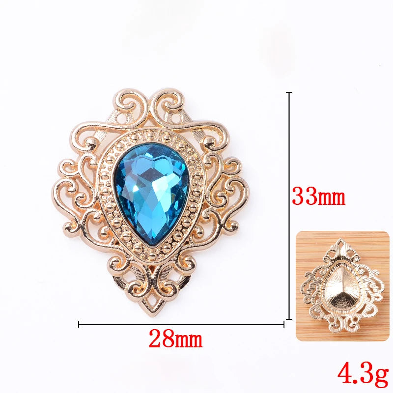 33*28mm Droplet diamond pendant accessories, flat bottom brooch accessories, DIY accessories, headwear accessories 10PCS