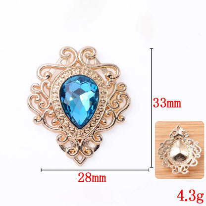 33*28mm Droplet diamond pendant accessories, flat bottom brooch accessories, DIY accessories, headwear accessories 10PCS