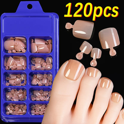 100PCS Short Square False Toenail Tips Full Cover White Artificial Fake Toenail Acrylic Foot Nail Art Tip Press on Toe Extension