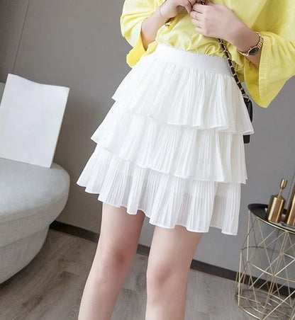 Skirts for Women Pleat Chiffon Womens Skirt Dots Clothing Mini Pleated Ruffle Short White Modest Aesthetic Harajuku A Line Cheap