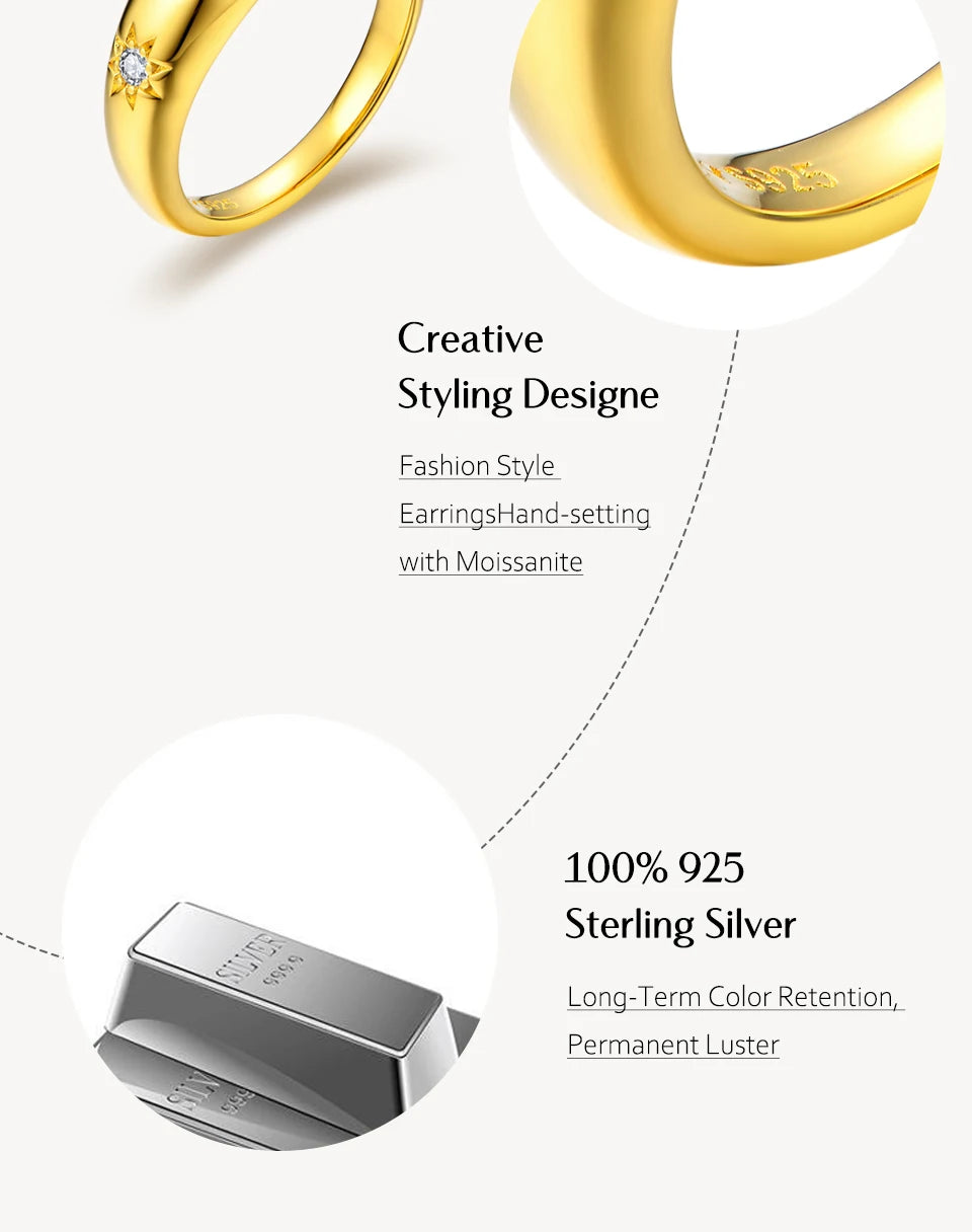 ATTAGEMS Luxury Round Cut 2.5mm Moissanite Ring for Women Man 925 Sliver Sparkling Fine Jewelr Engagement Wedding Party Gift New