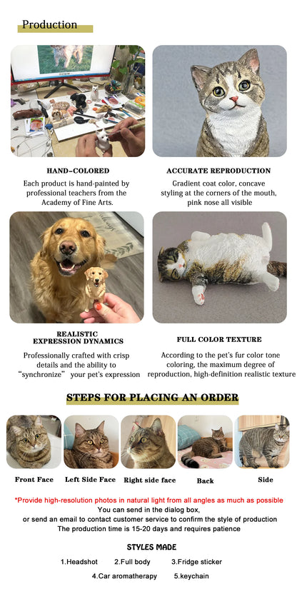 Personalized Cartoon Portrait Pet Keychain Custom Dog Head Ornament Customized Pet Gift Pet Mini Sculpture Pet Lover Gift Ideas