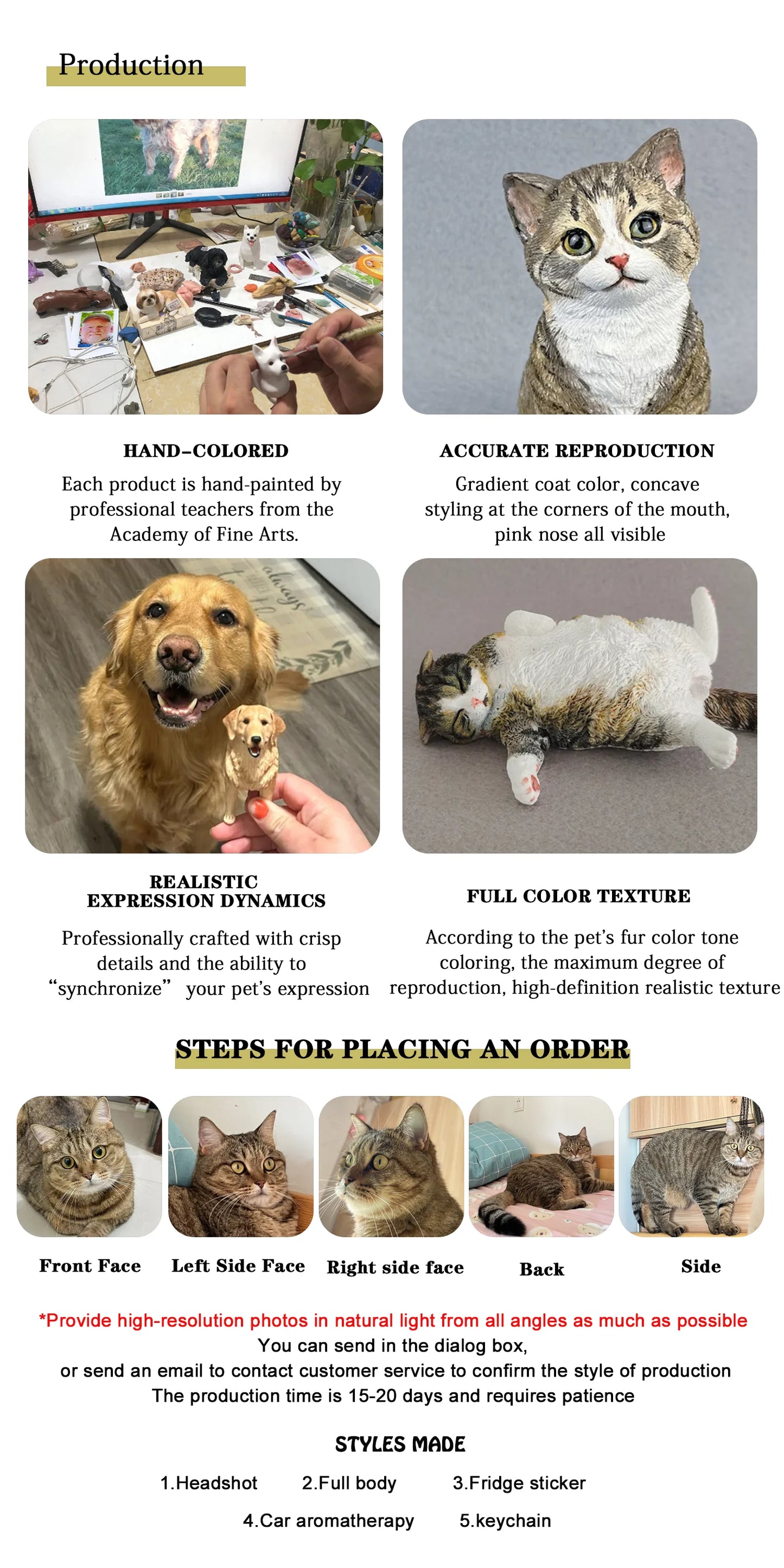 Custom Dog Head Ornament Personalized Cartoon Portrait Pet Keychain Customized Pet Gift Pet Mini Sculpture Pet Lover Gift Ideas