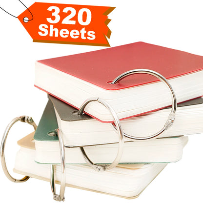 80-320Sheets Portable Notebook with Binder Rings Spiral Mini Notebook Study Cards Book Red/Yellow/Green/Black Student Stationery