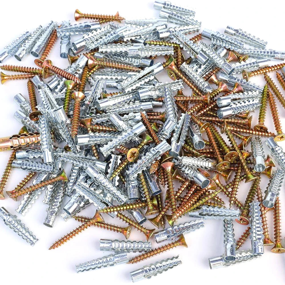 Heavy Duty Steel Wall Anchor With Screws Kit Metal Tube Expansion Self Tapping Screw Drywall Drilling Plug Fastener Bolt Anchors