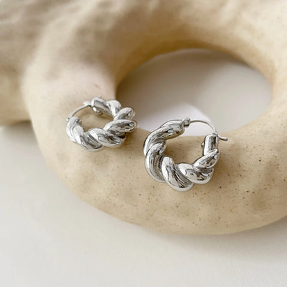 Peri'sBox Trendy Minimalist Twisted Hoop Earring for Women Gold/Silver Color Zinc Alloy Huggie Earrings бижутерия женщин Gifts