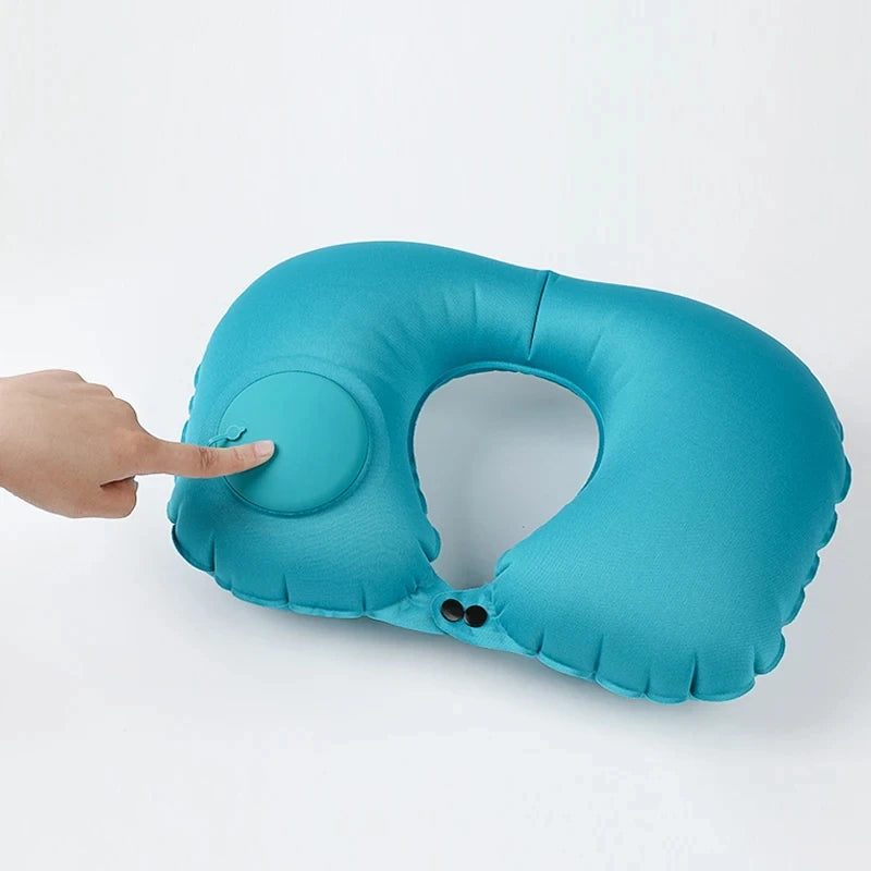 Inflatable Travel Neck Pillow U-shaped Cervical Orthopedic Protection Pillow Outdoor Portable Foldable Pillow Travel Essentials