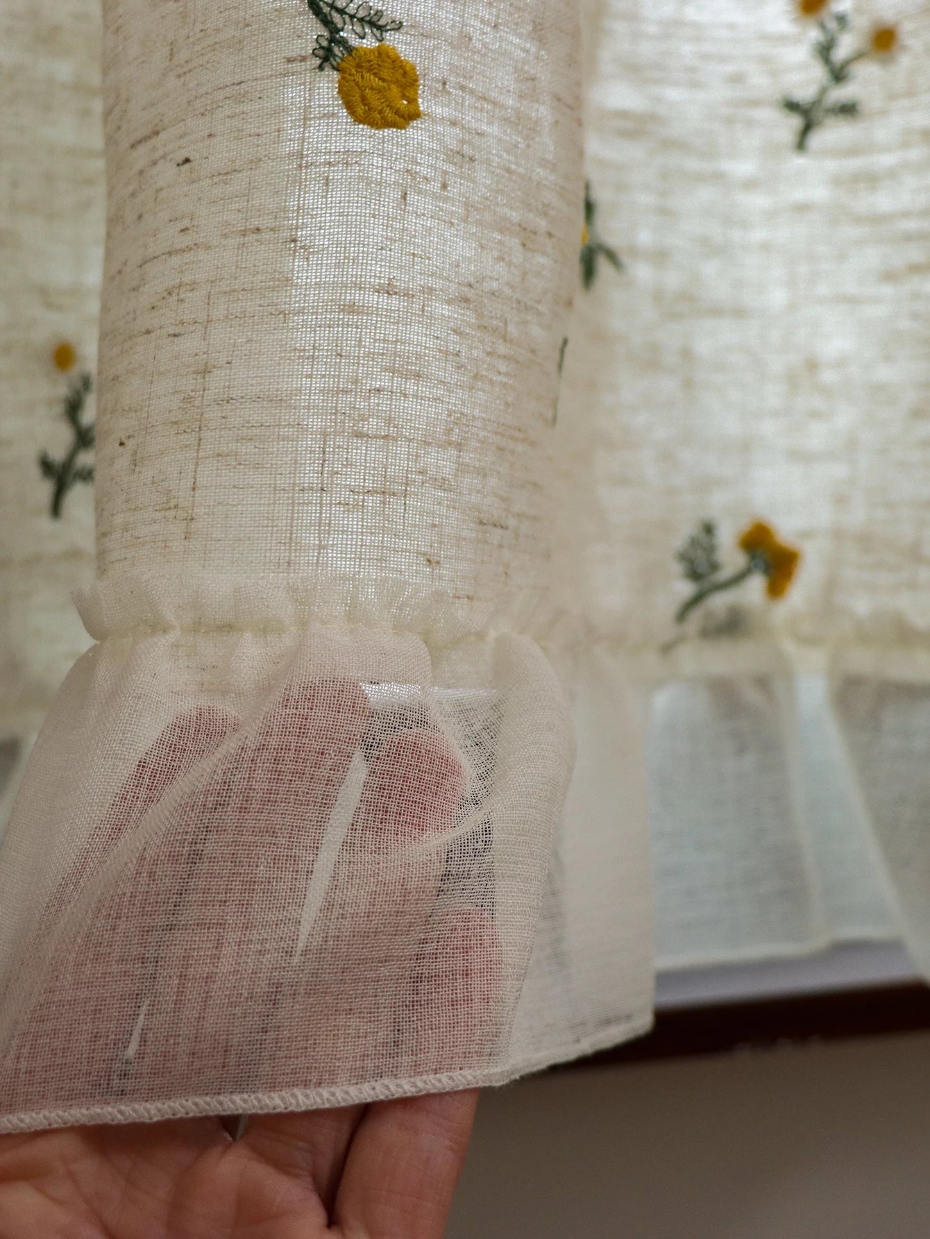 Linen Embroidery Curtain Small Fresh Curtain Rustic Wind Drift Window Curtain Ambience Sense Short Curtain