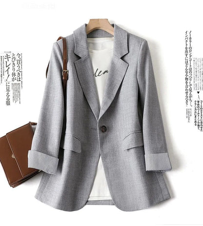 Office Lady Casual Blazers For Women 2024 Autumn Fashion Single Button Long Sleeve Outerwears New In Coats & Jackets Elegant