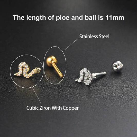 Tragus Piercing Earring For Women Butterfly Snake Daith Piercing Tragus Helix Ear Ring Cartilage Stainless Steel Earrings 1PC