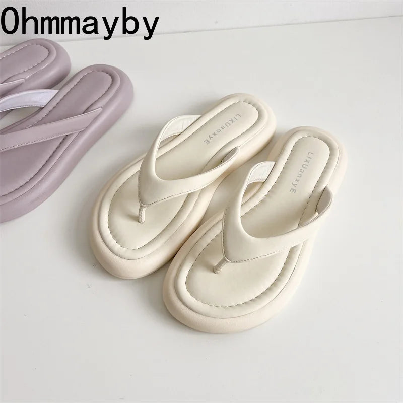 New Women's Summer Beach Flip Flops Slip-On Fashion Casual Vacation Slippers Soft Sole Footwear for Ladies